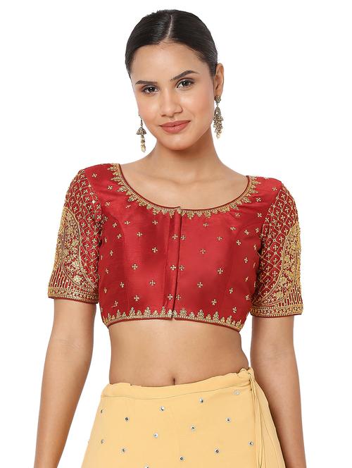 red silk embroidered blouse - 18470053 - Very Small Image - 1