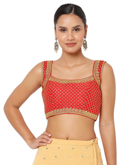 red silk embroidered blouse - 18470068 - Very Small Image - 1