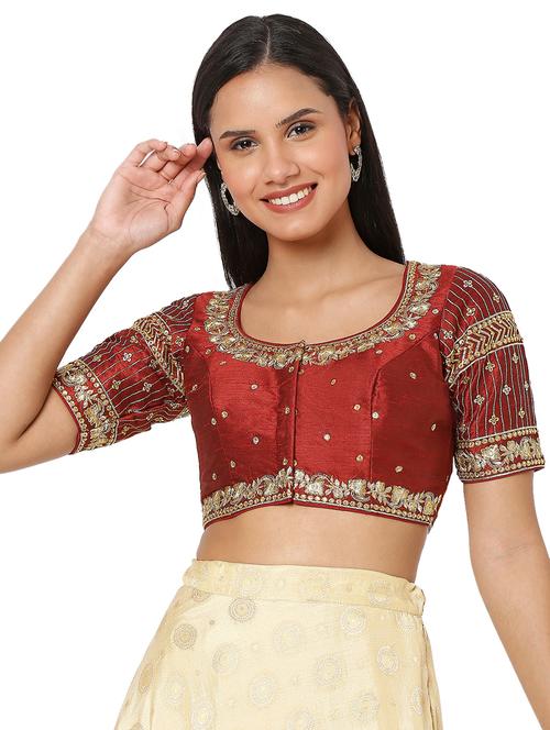 maroon embroidered blouse - 18470071 - Very Small Image - 1