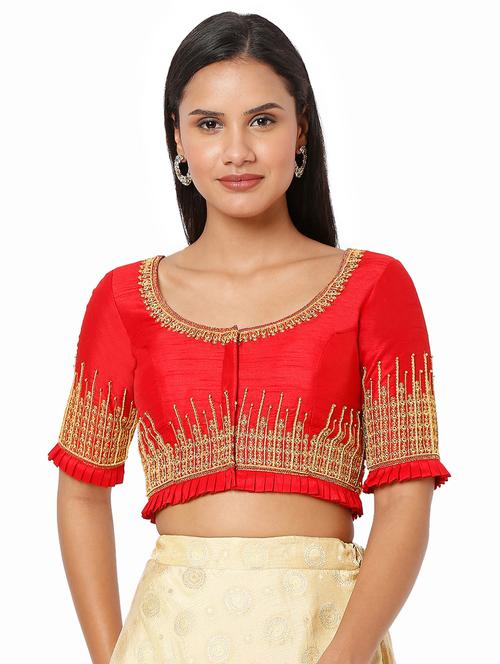 red silk embroidered blouse - 18470075 - Very Small Image - 1