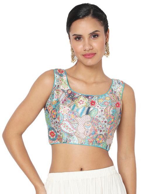 light blue printed blouse - 18470080 - Very Small Image - 1