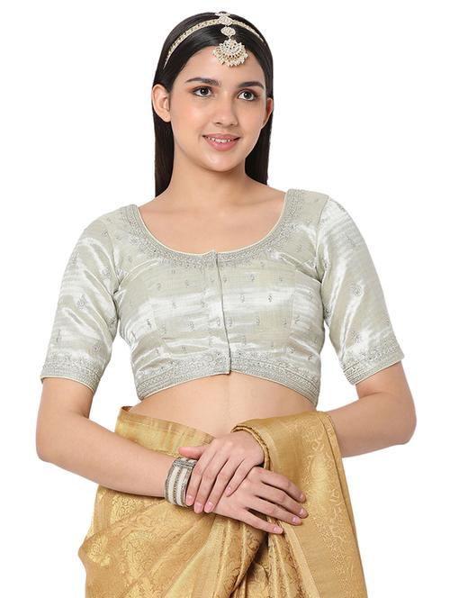 silver silk embroidered blouse - 18470085 - Very Small Image - 1