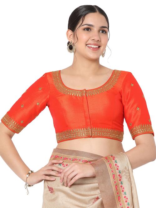 orange silk embroidered blouse - 18470087 - Very Small Image - 1