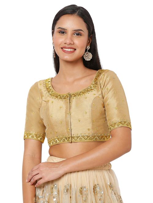 gold silk embroidered blouse - 18470089 - Very Small Image - 1