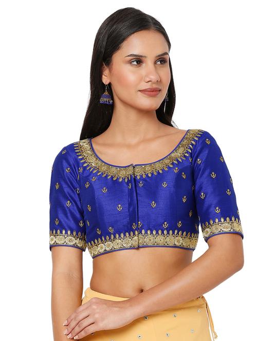 blue silk embroidered blouse - 18470093 - Very Small Image - 1