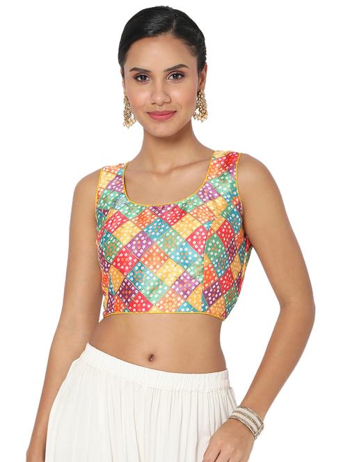 multi colored embroidered bandhani blouse - 18470102 - Very Small Image - 1