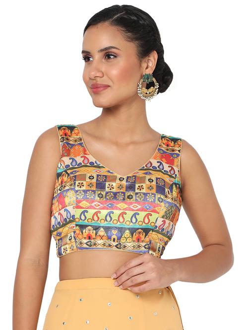 multi colored art silk printed blouse - 18470108 - Very Small Image - 1