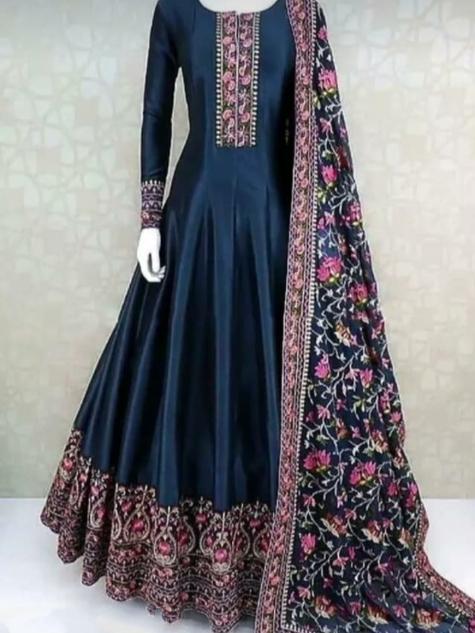 long dress with dupatta bottom set - 18470167 - Very Small Image - 1