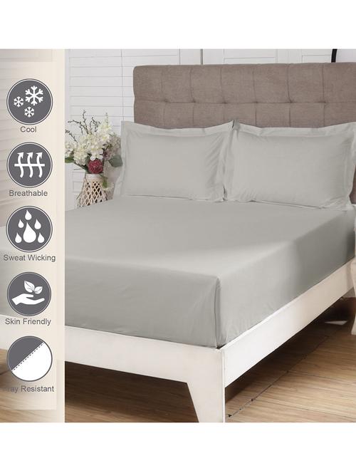 pizuna cotton 400tc 100% cotton ash grey flat bed sheet double size - 18471145 - Very Small Image - 1