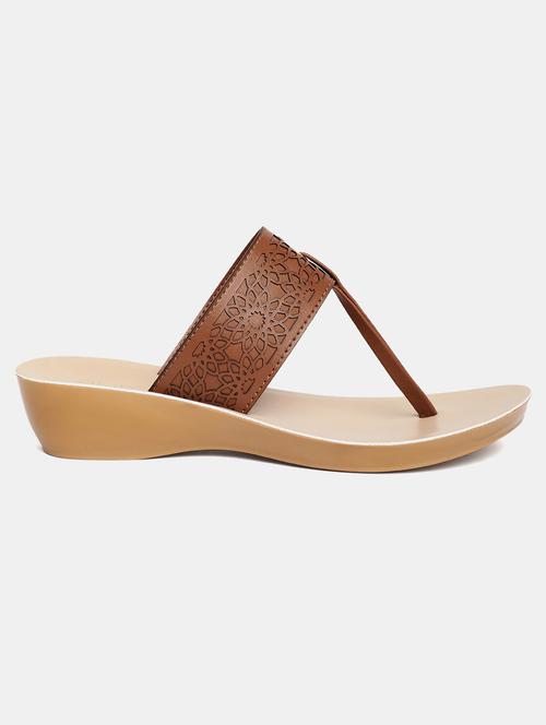 brown pu slip on sandals - 18471307 - Very Small Image - 1