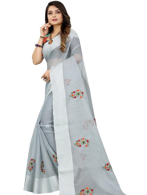 embroidered kota doria saree - 18471326 - Very Small Image - 1
