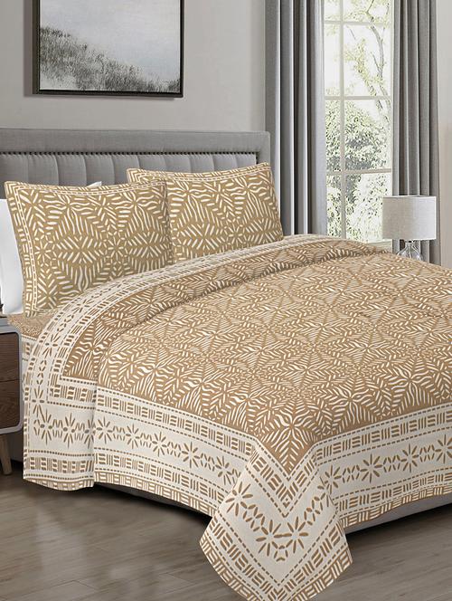 texstylers pure cotton 90x108 inches jaipuri print double bedsheet with 2 pillow cover - 18471343 - Very Small Image - 1
