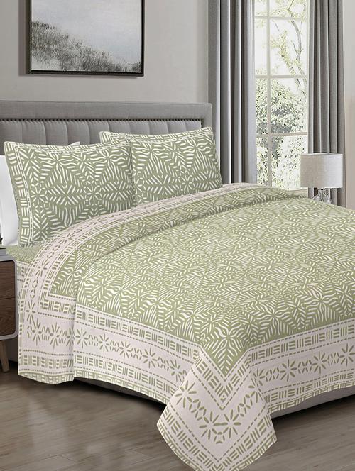 texstylers pure cotton 90x108 inches jaipuri print double bedsheet with 2 pillow cover - 18471345 - Very Small Image - 1