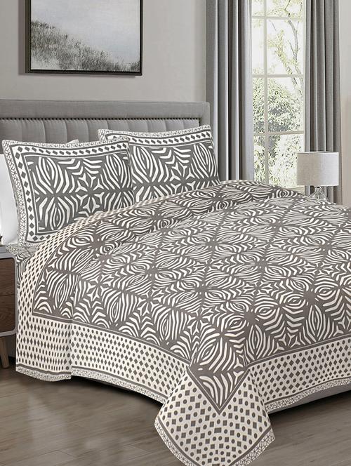 texstylers pure cotton 90x108 inches jaipuri print double bedsheet with 2 pillow cover - 18471347 - Very Small Image - 1