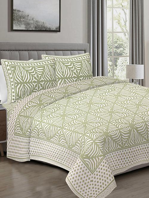 texstylers pure cotton 90x108 inches jaipuri print double bedsheet with 2 pillow cover - 18471348 - Very Small Image - 1