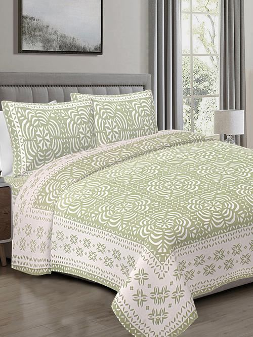 texstylers pure cotton 90x108 inches jaipuri print double bedsheet with 2 pillow cover - 18471351 - Very Small Image - 1