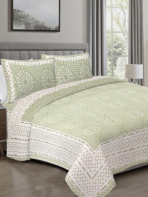 texstylers pure cotton 90x108 inches jaipuri print double bedsheet with 2 pillow cover - 18471356 - Very Small Image - 1