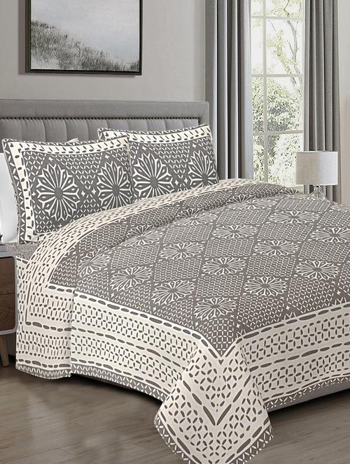 texstylers pure cotton 90x108 inches jaipuri print double bedsheet with 2 pillow cover - 18471358 - Very Small Image - 1