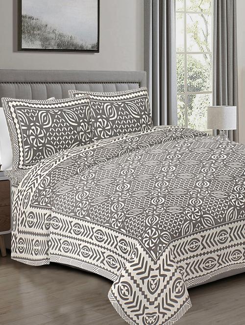 texstylers pure cotton 90x108 inches jaipuri print double bedsheet with 2 pillow cover - 18471364 - Very Small Image - 1