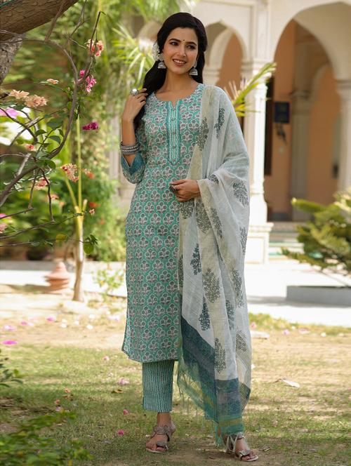 printed kurta dupatta set - 18471396 - Very Small Image - 1
