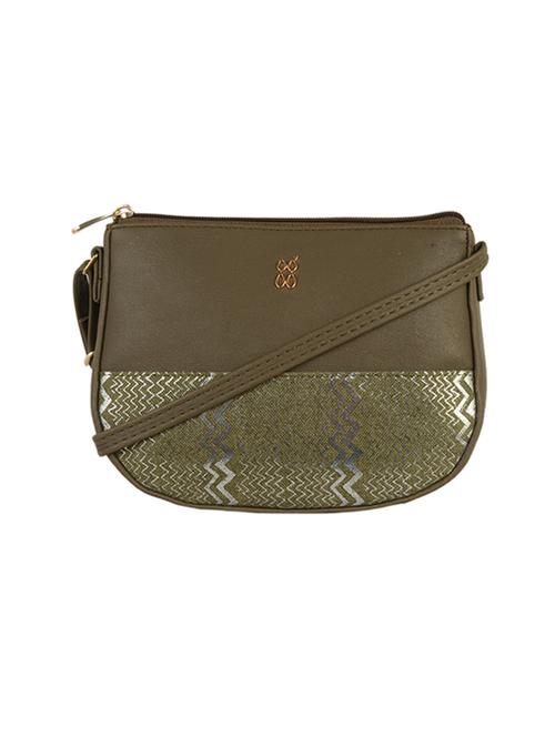 olive printed regular sling bag - 18471820 - Very Small Image - 1