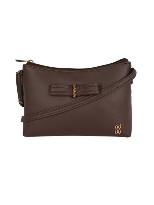 brown solid regular sling bag - 18471828 - Very Small Image - 1