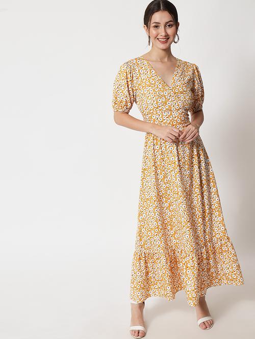 puff sleeved floral tiered dress - 18472053 - Very Small Image - 1