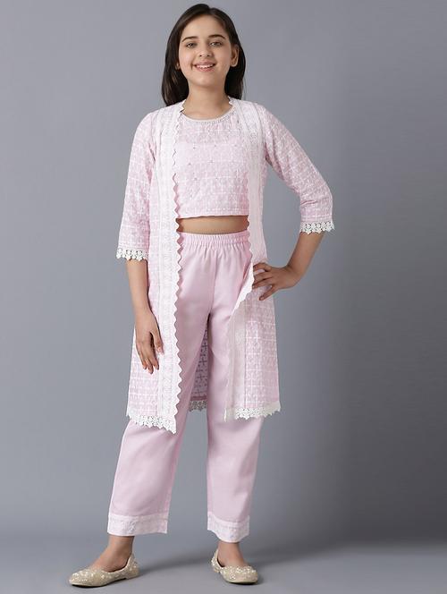 girls lavender embroidered suit set - 18472118 - Very Small Image - 1