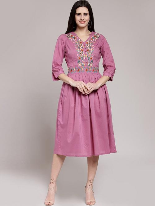 embroidered fit & flare dress - 18472541 - Very Small Image - 1