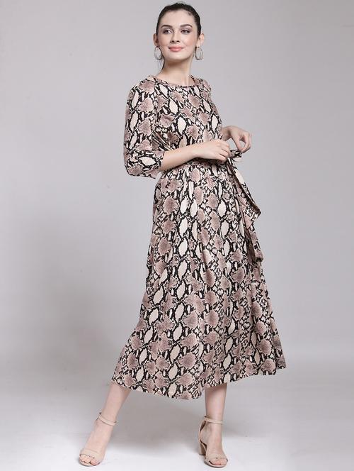 round neck animal print a-line dress - 18472598 - Very Small Image - 1