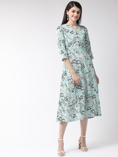 mandarin neck tropical print wrap dress - 18472605 - Very Small Image - 1