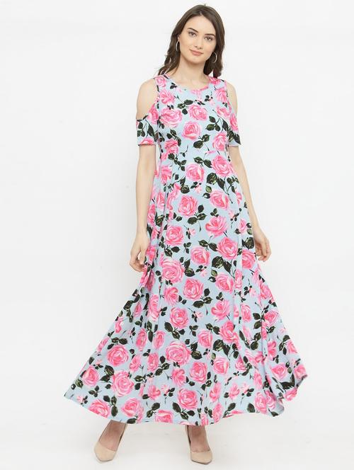cold shoulder floral maxi dress - 18472611 - Very Small Image - 1