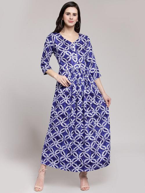 v-neck printed maxi dress - 18472618 - Very Small Image - 1