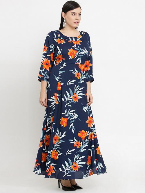 round neck floral maxi dress - 18472688 - Very Small Image - 1