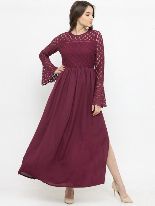 solid bell sleeves maxi dress - 18472696 - Very Small Image - 1