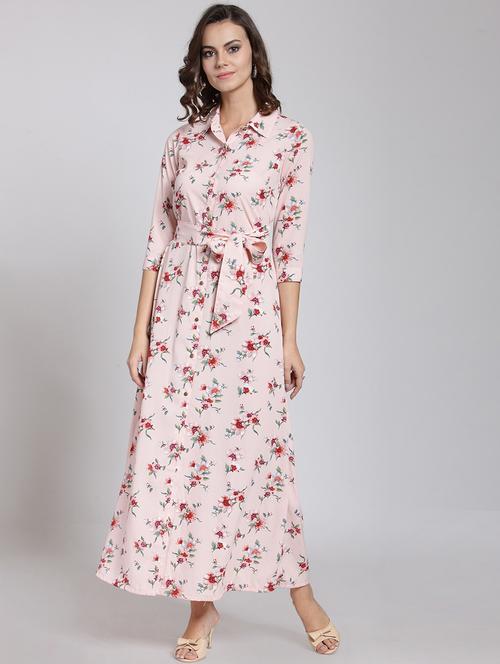 floral front tie maxi dress - 18472702 - Very Small Image - 1