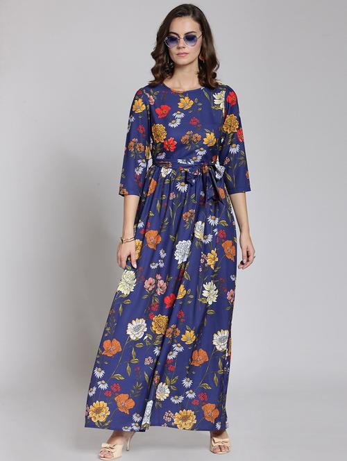floral front tie maxi dress - 18472710 - Very Small Image - 1
