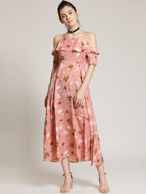 floral strap shoulder fit & flare dress - 18472724 - Very Small Image - 1