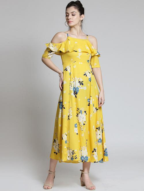 floral strap shoulder fit & flare dress - 18472725 - Very Small Image - 1