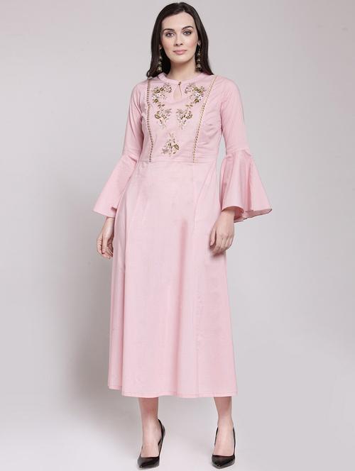 embroidered bell sleeves fit & flare dress - 18472756 - Very Small Image - 1