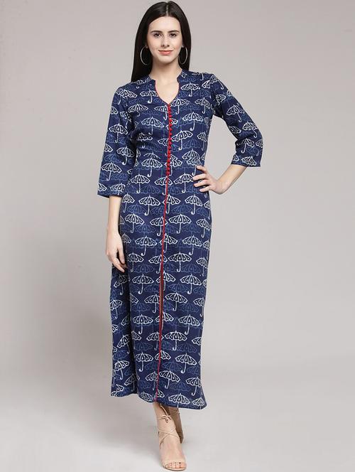 mandarin neck printed maxi dress - 18472779 - Very Small Image - 1