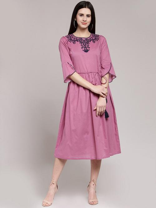 embroidered fit & flare dress - 18472788 - Very Small Image - 1