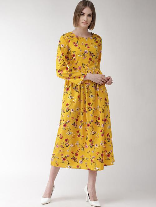 floral round neck fit & flare dress - 18472809 - Very Small Image - 1