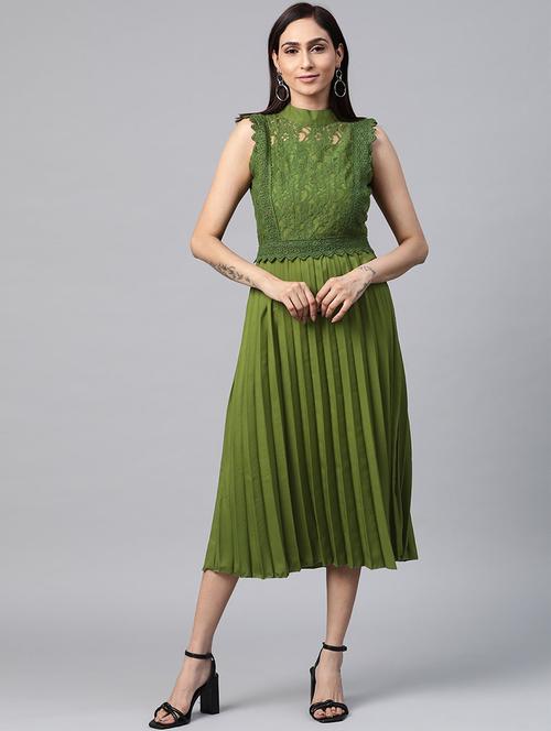 choker neck solid a-line dress - 18472826 - Very Small Image - 1
