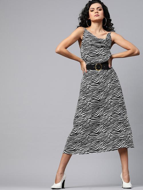 cowl neck animal printed a-line dress - 18472840 - Very Small Image - 1