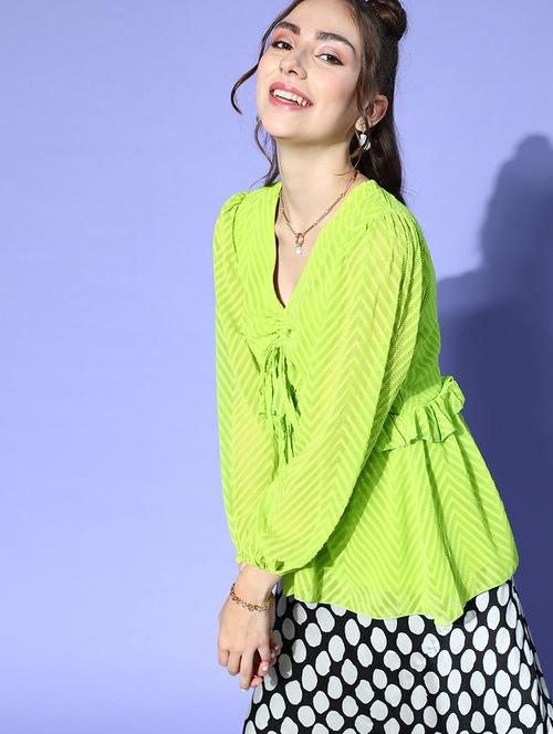 ruched front frilled peplum top - 18472865 - Very Small Image - 1