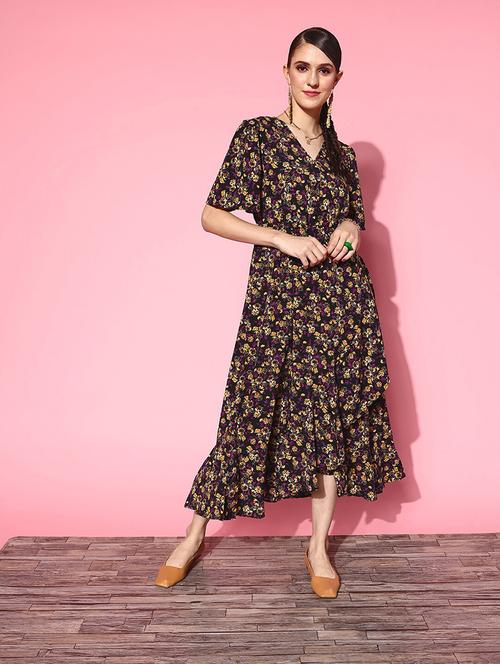 floral print wrap dress - 18472967 - Very Small Image - 1