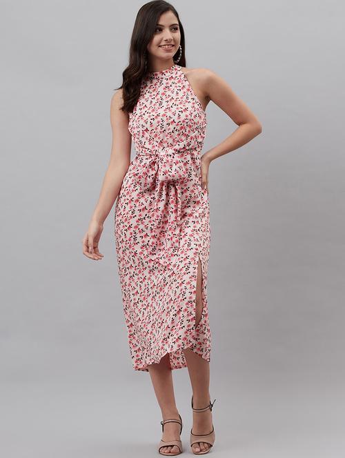 halter neck floral a-line dress - 18472978 - Very Small Image - 1