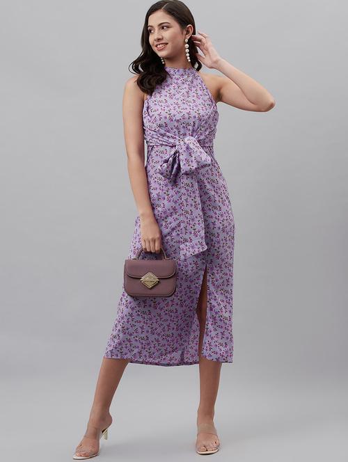 halter neck floral a-line dress - 18472982 - Very Small Image - 1