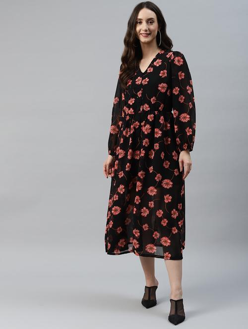 overlap floral a-line dress - 18472990 - Very Small Image - 1